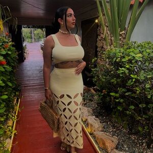 Yllw the label Adina knit skirt cutout set yellow medium